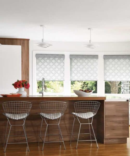 Hunter Douglas custom solar shades in a modern Manhattan apartment